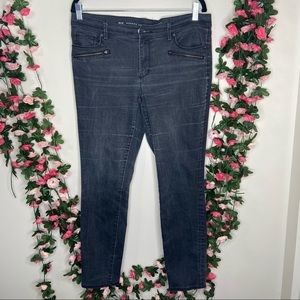 Loft Modern Skinny Jean Zipper Pocket Faded Black Vintage Wash Grunge Hobo Chic